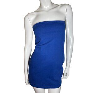 Zara Women's Medium Blue Dress Strapless Tube Stretch Denim Cotton Mini NWT M